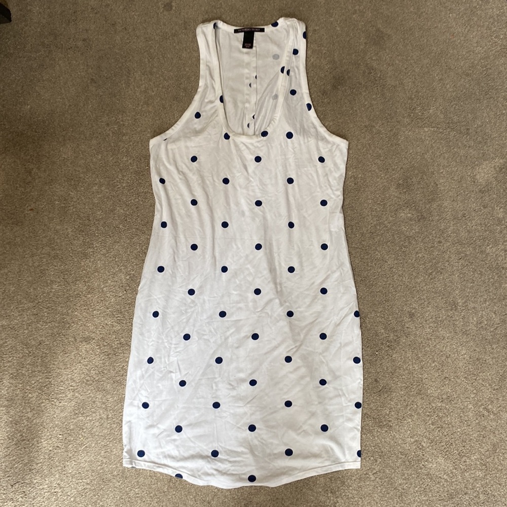 Victoria's Secret Blue Polka Dot Racerback Casual Shirt Dress Size M